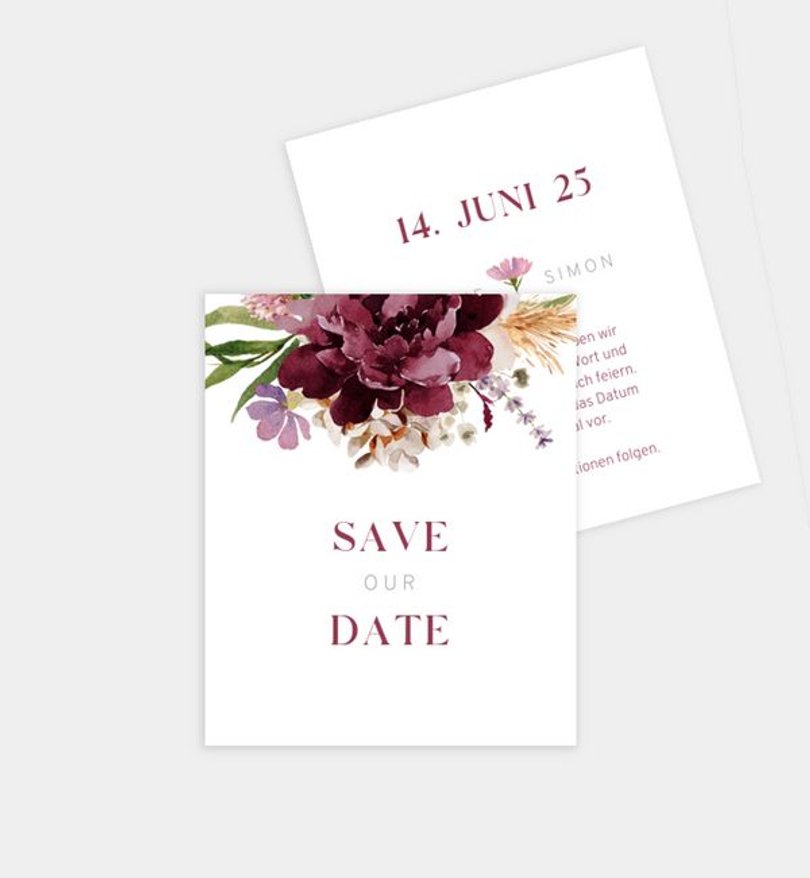 Save-The-Date Karte Goldene Hochzeit Delicate Bouquet