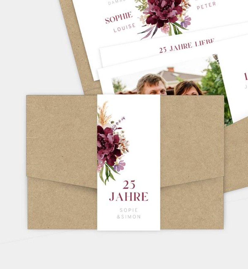 Einladungskarte Silberhochzeit Delicate Bouquet