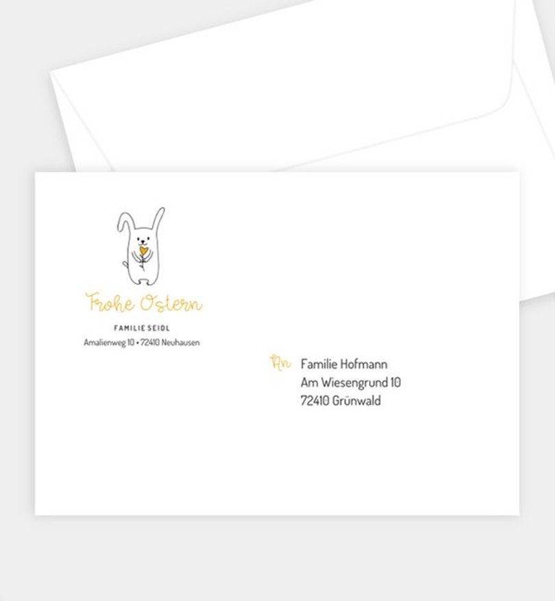 Briefumschlag Ostern Bunny Friends · Ausmalkarte