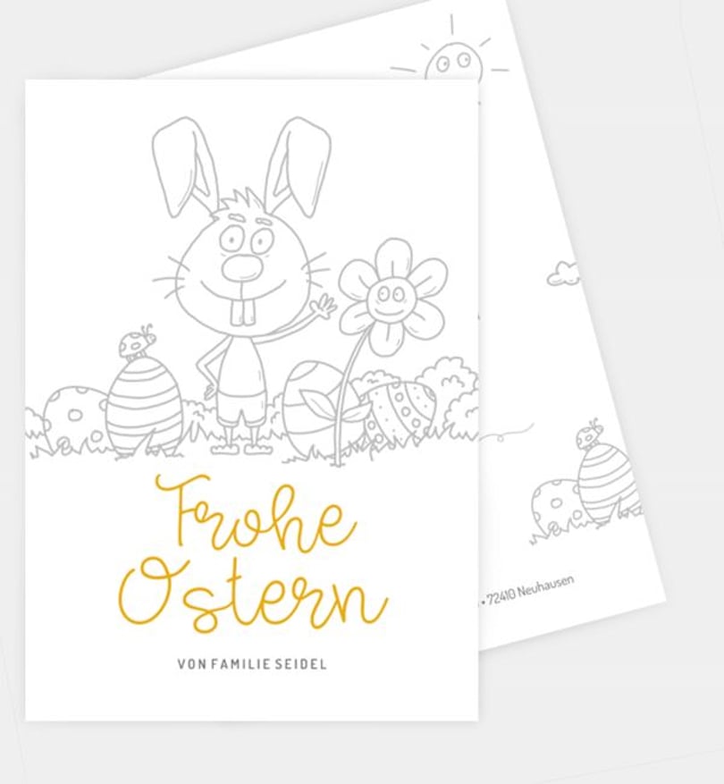 Grußkarte Ostern Mr. Happy · Ausmalkarte
