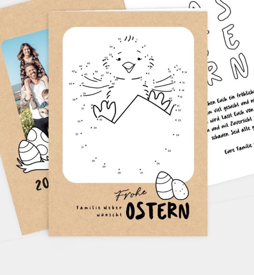Grußkarte Ostern Frisch geschlüpft · Ausmalkarte