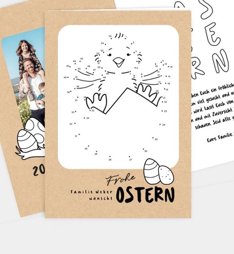 Grußkarte Ostern Frisch geschlüpft · Ausmalkarte