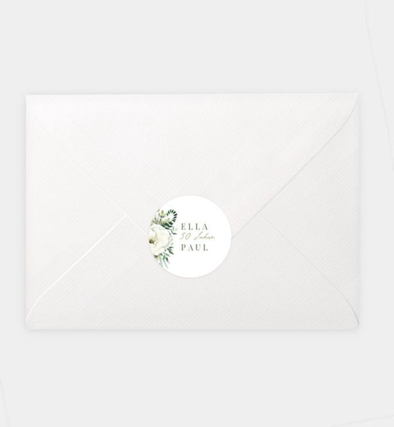 Siegelsticker Goldene-Hochzeit Green Romance