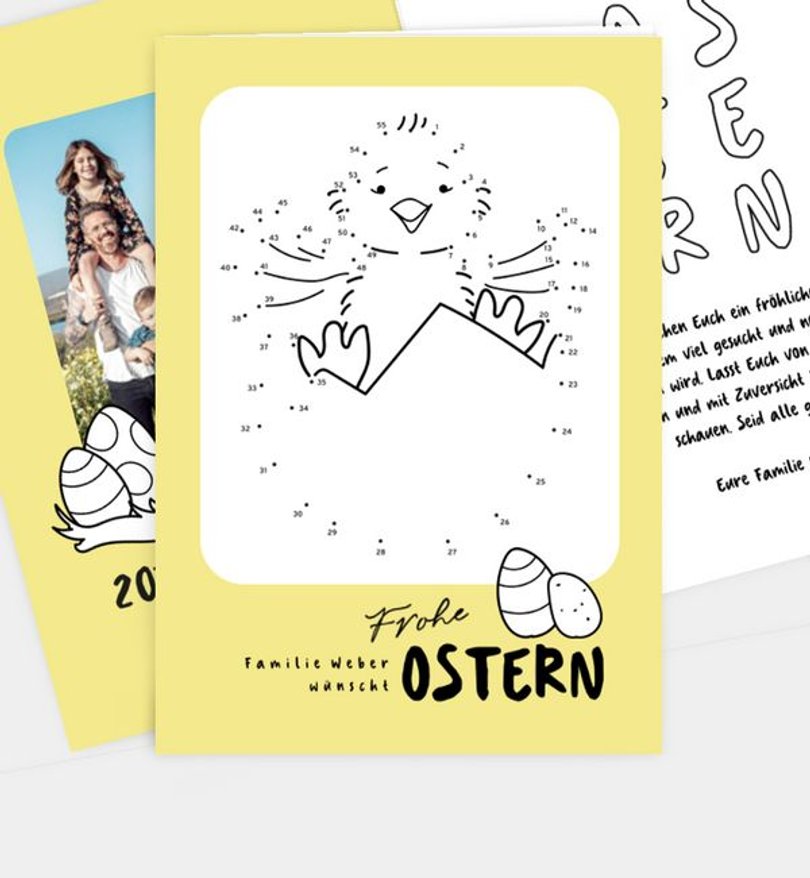 Grußkarte Ostern Frisch geschlüpft · Ausmalkarte