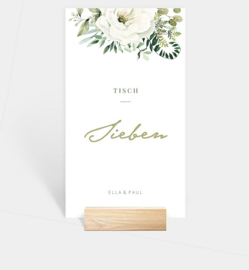 Tischnummer Goldene Hochzeit Green Romance