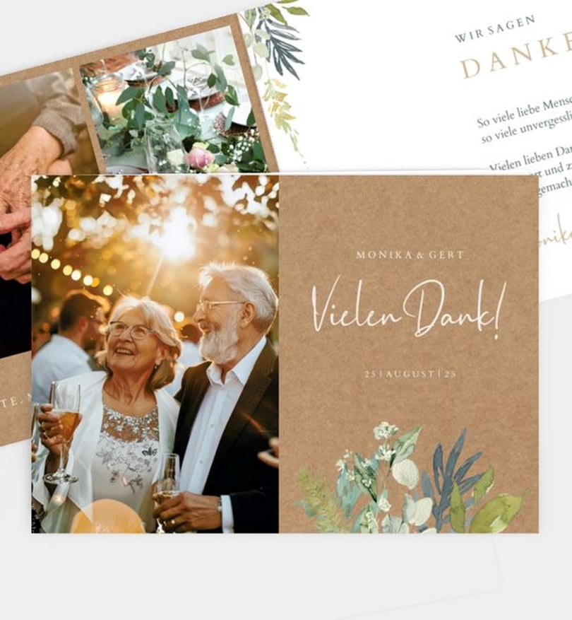 Dankeskarte Goldene-Hochzeit Wiesenbouquet