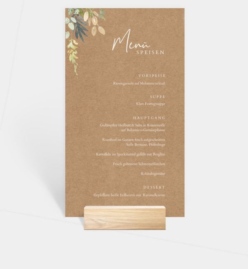 Menükarte Goldene Hochzeit Wiesenbouquet