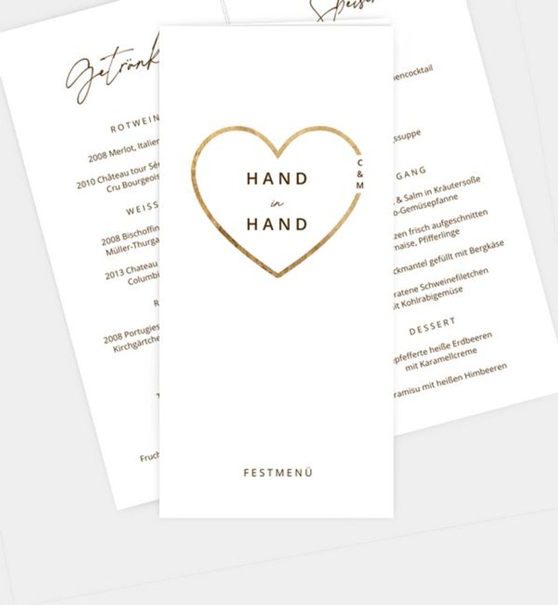 Menükarte Hochzeit Volles Herz