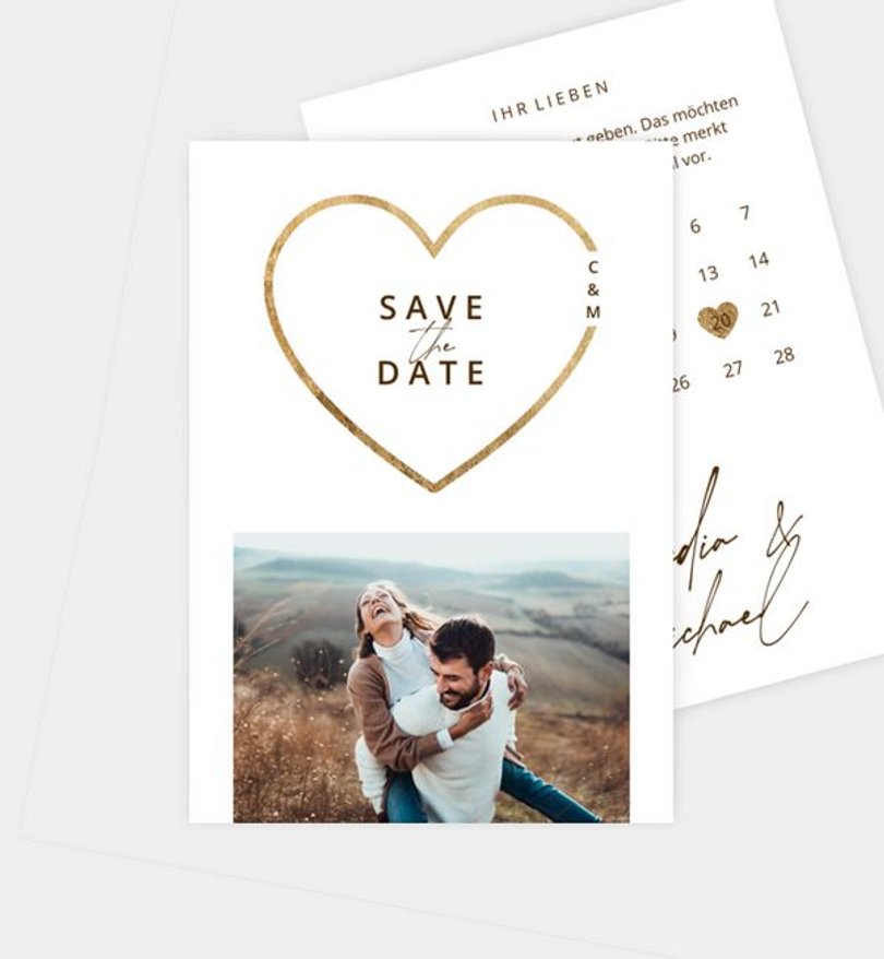 Save-The-Date Karte Hochzeit Volles Herz