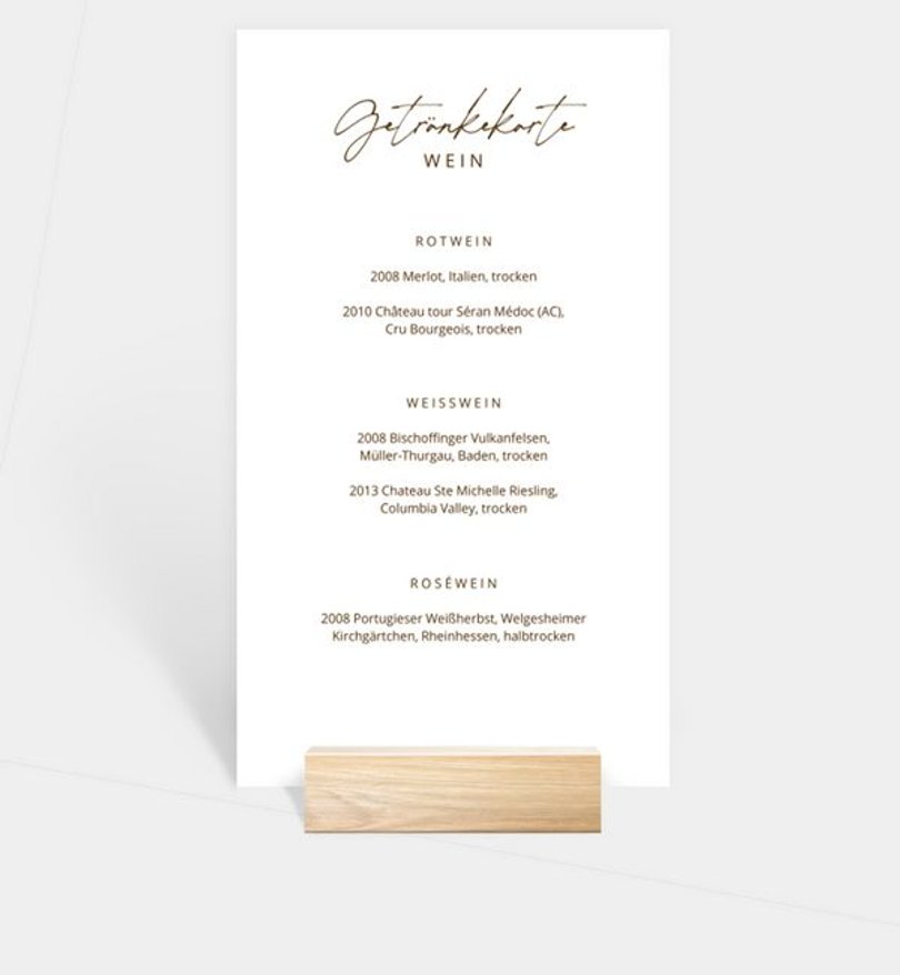 Getränkekarte Hochzeit Volles Herz