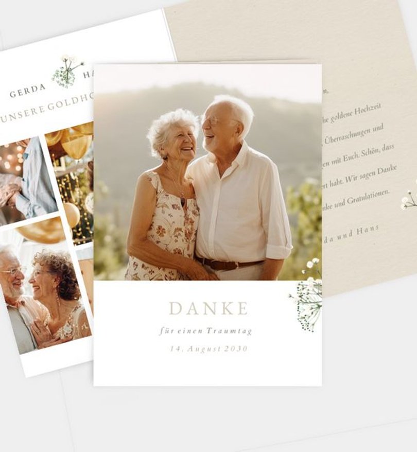 Dankeskarte Goldene-Hochzeit Zarter Ausdruck