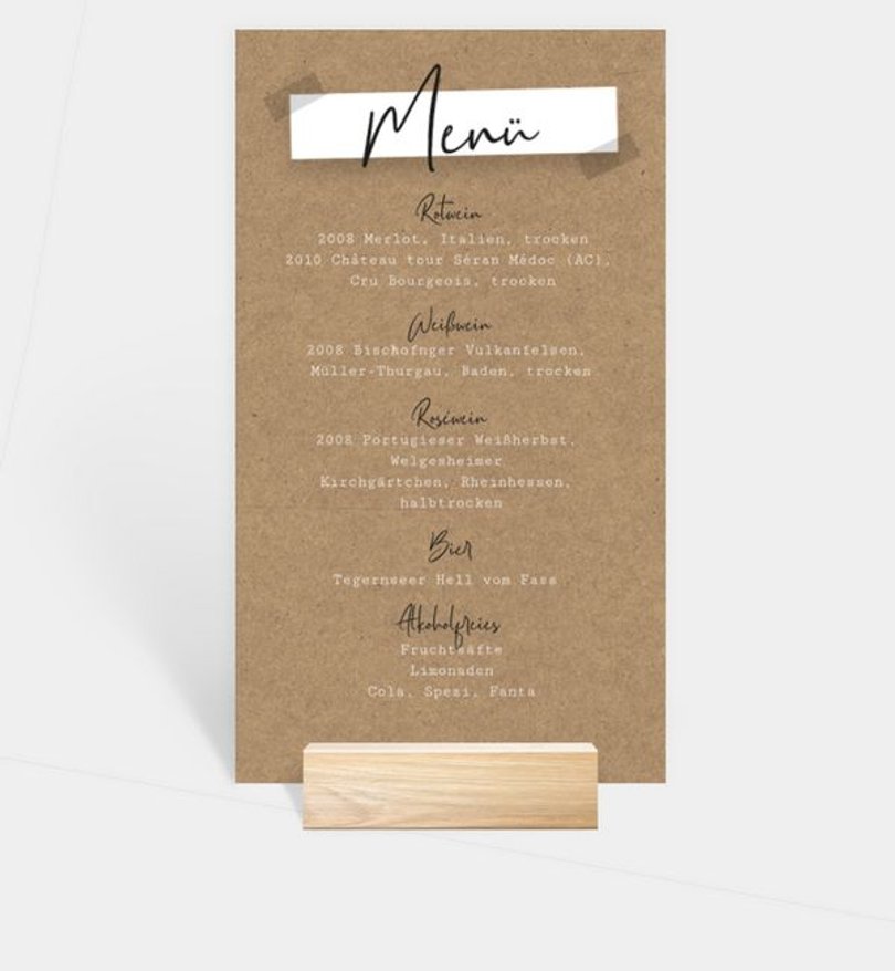 Menükarte Hochzeit Handmade