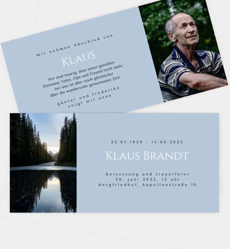 Trauerkarte Trauer Naturfreund