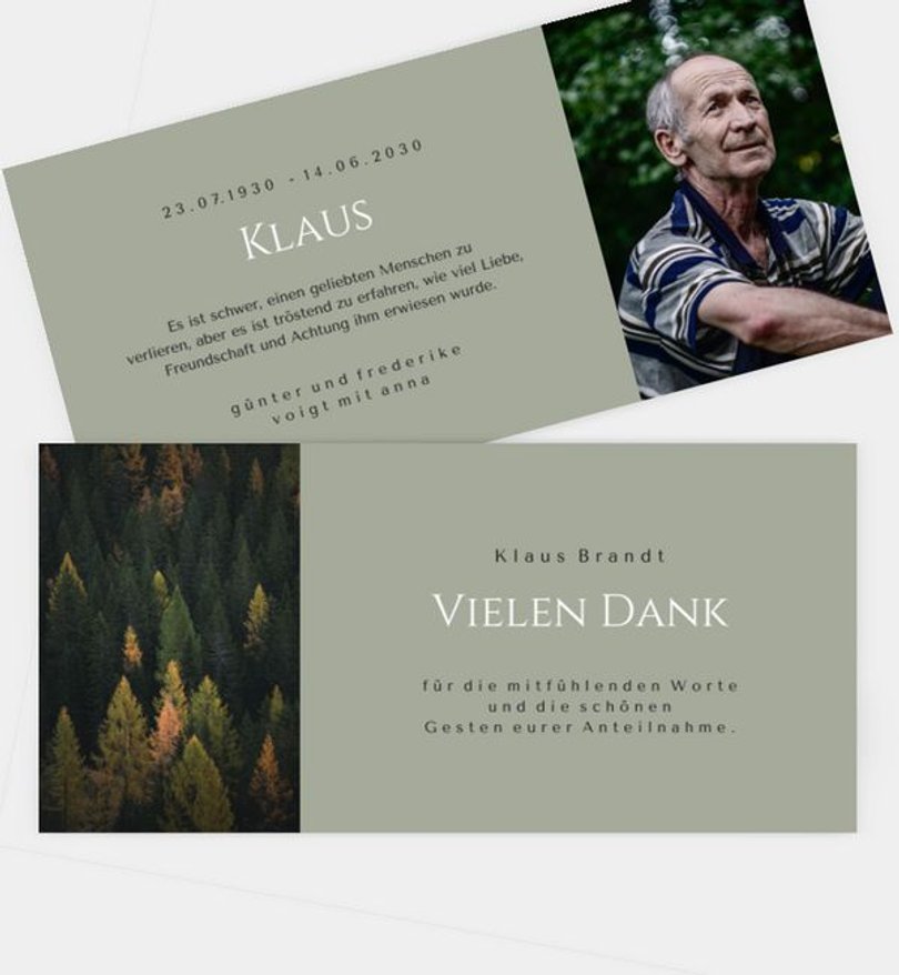 Dankeskarte Trauer Naturfreund
