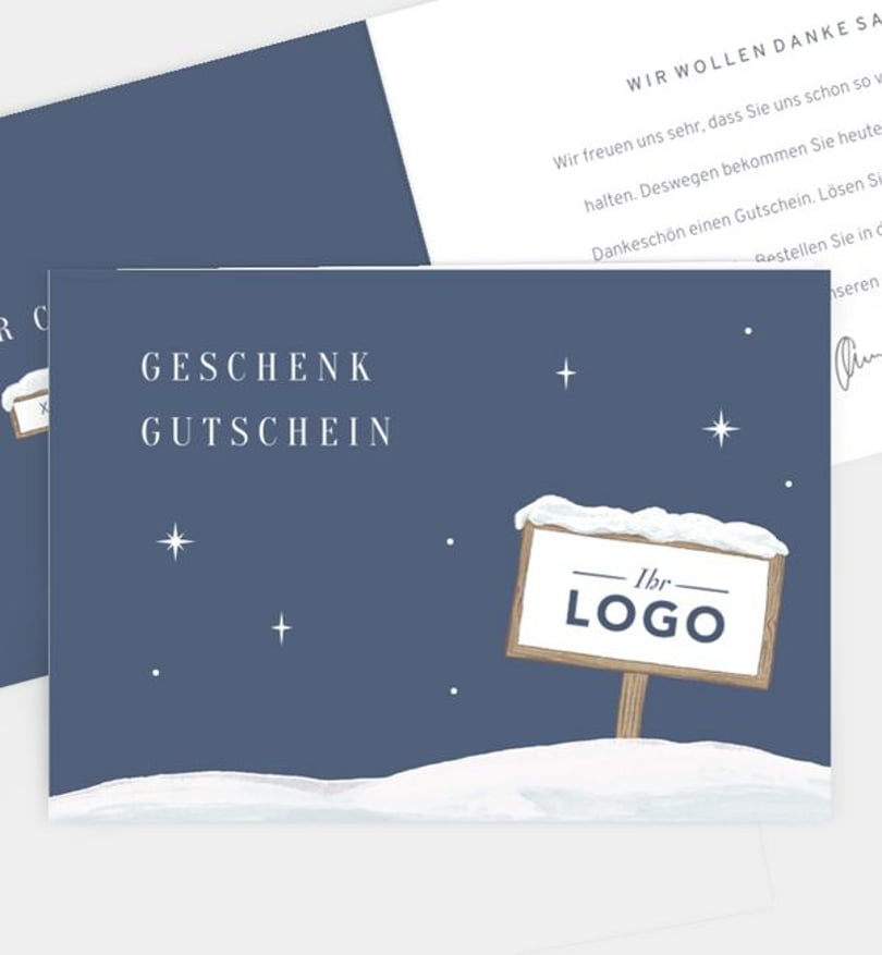 gutscheinkarte Weihnachten Geschäftlich Winter Sign