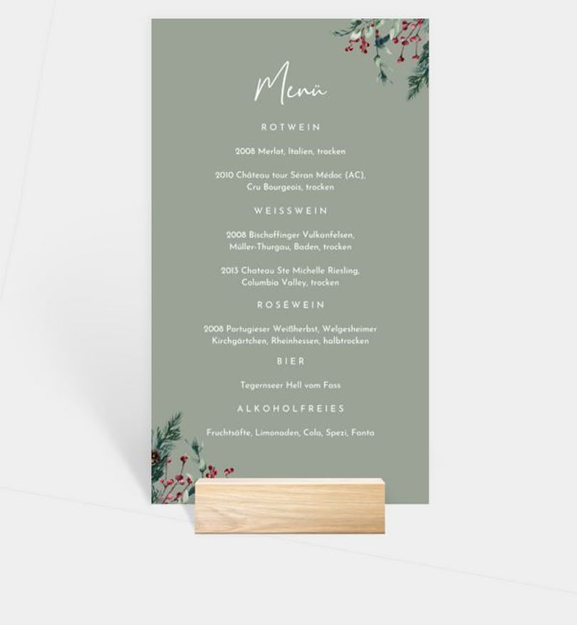Menükarte weihnachten/privat/menuekarte/occasion Crafty green
