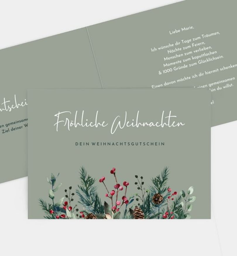 gutscheinkarte Weihnachten Crafty green