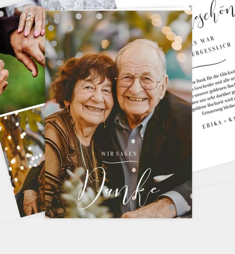 Dankeskarte Goldene-Hochzeit Confetti Love