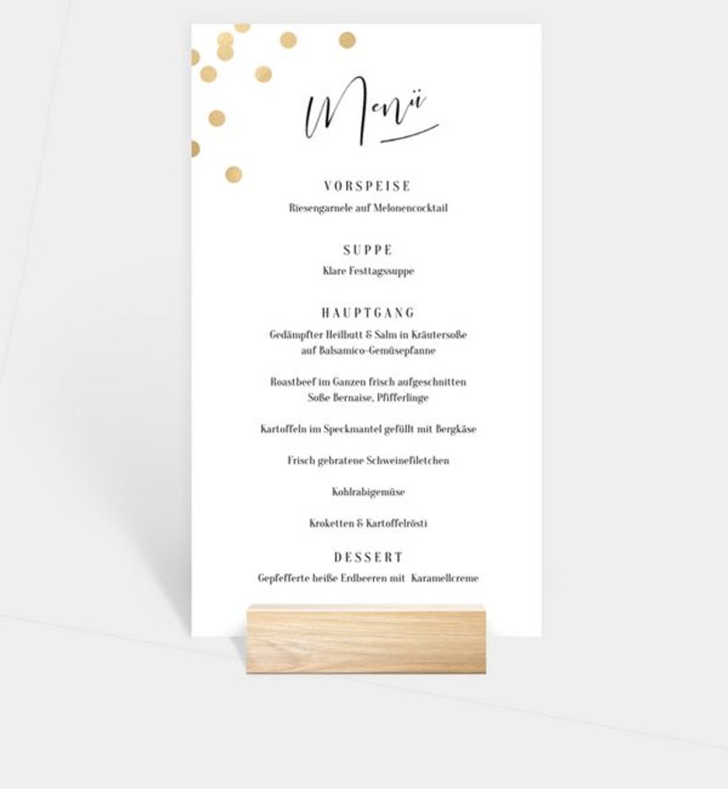 Menükarte Goldene Hochzeit Confetti Love
