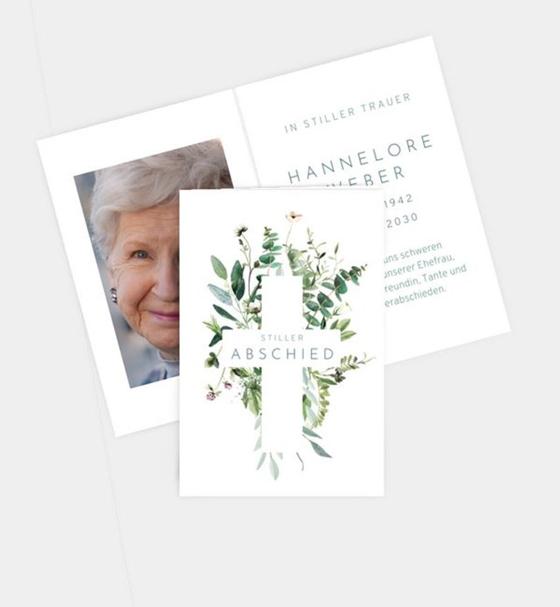Sterbebilder Trauer Green Bouquet