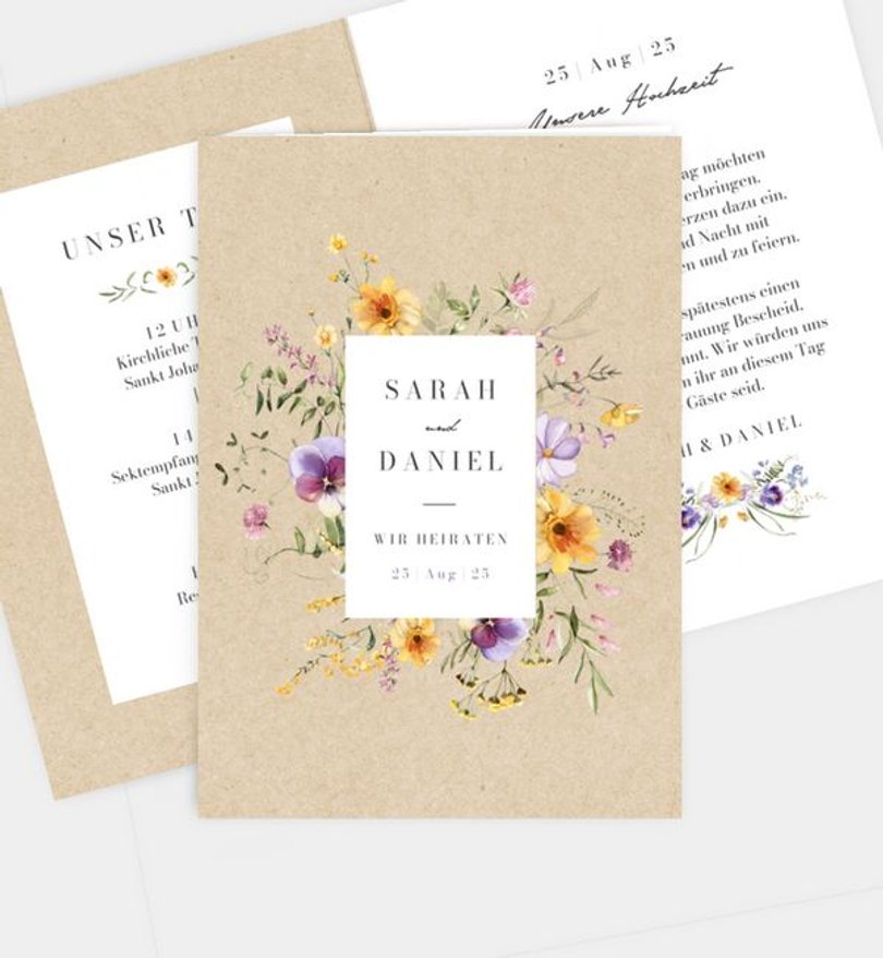 Einladungskarte Hochzeit Crafty Floral