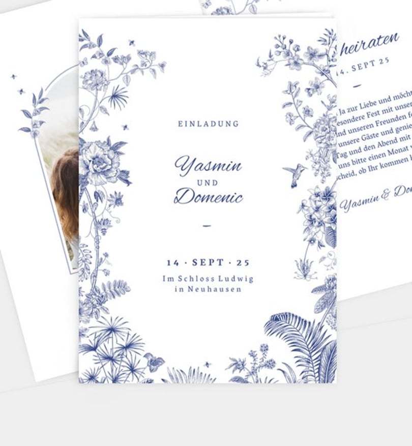 Einladungskarte Hochzeit Classic Blue