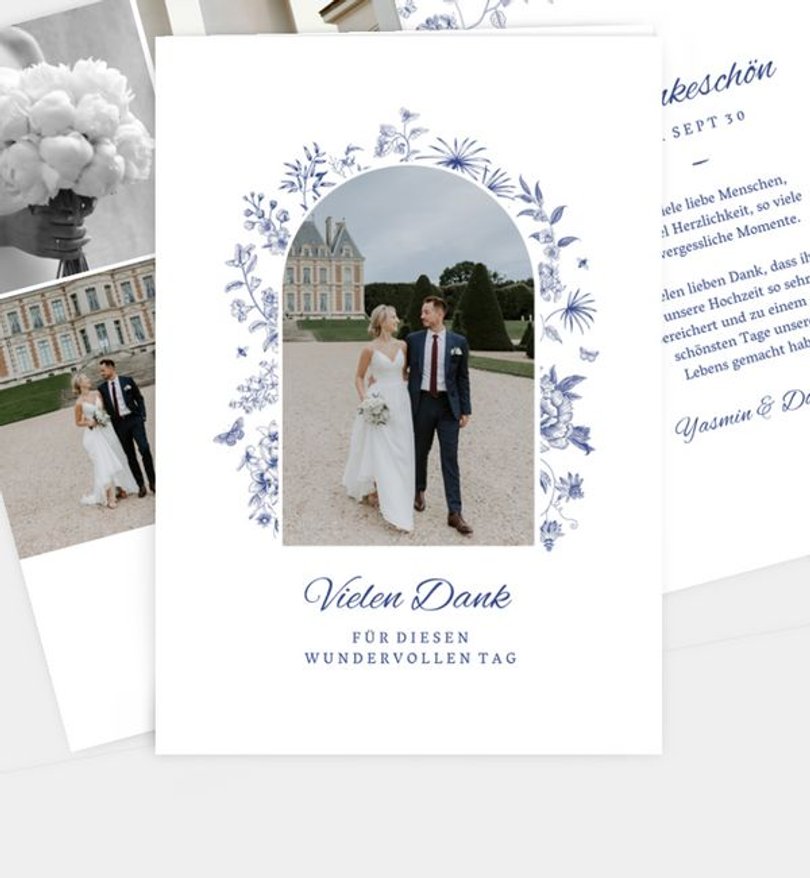 Dankeskarte Hochzeit Classic Blue