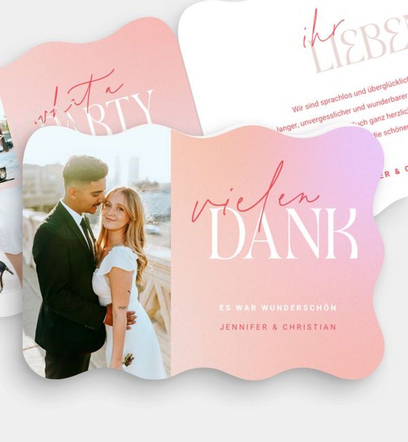 Dankeskarte Hochzeit Dip Dye