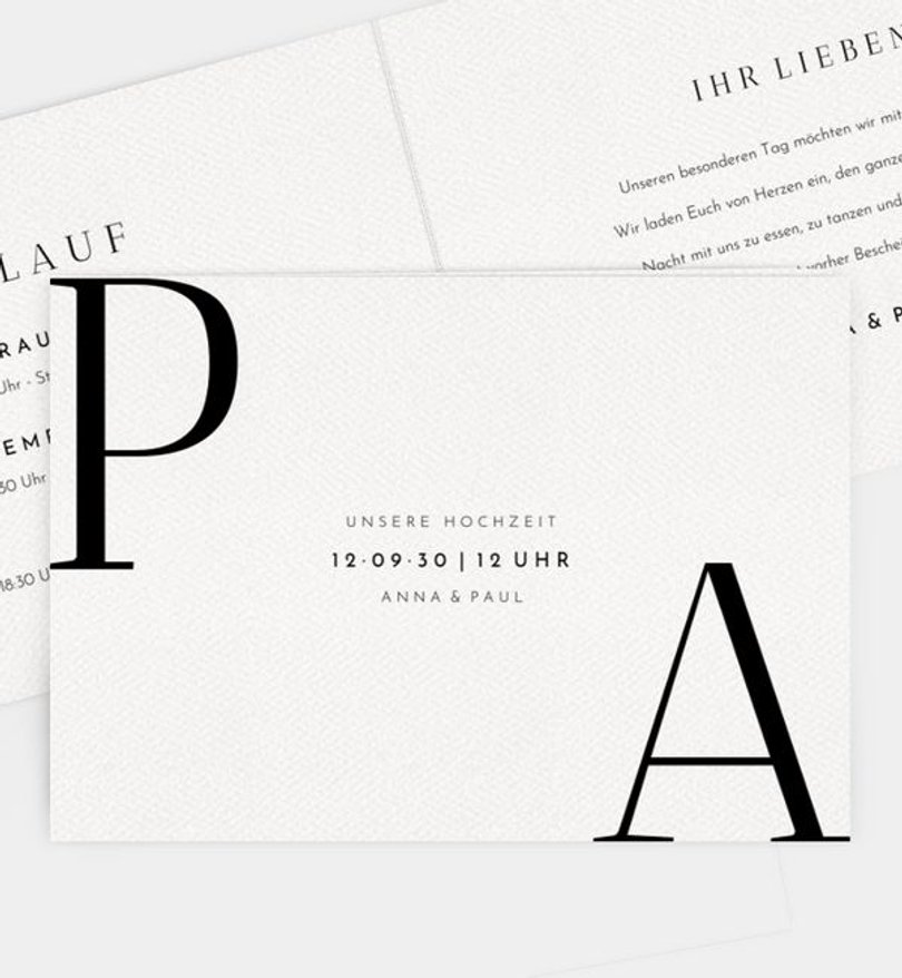 Einladungskarte Hochzeit Capital letters