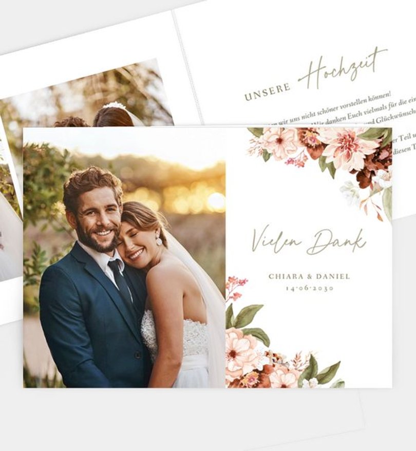 Dankeskarte Hochzeit Opulent Floral