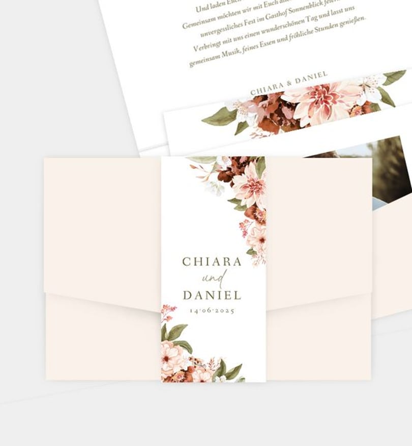 Einladungskarte Hochzeit Opulent Floral