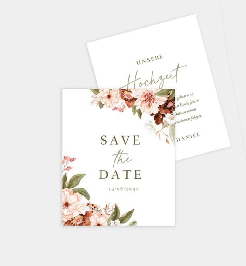 Save-The-Date Karte Hochzeit Opulent Floral