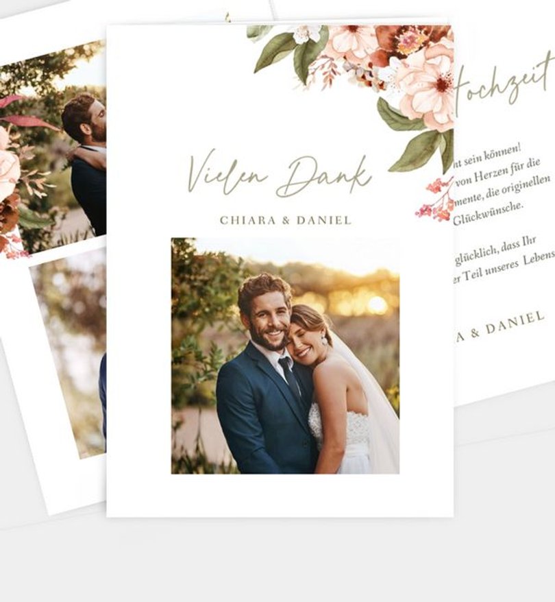 Dankeskarte Hochzeit Opulent Floral