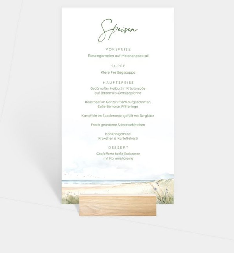 Menükarte Hochzeit Nordseeblick
