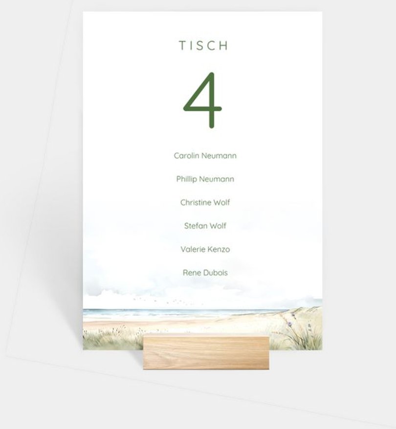 Gruppentischkarte Hochzeit Nordseeblick