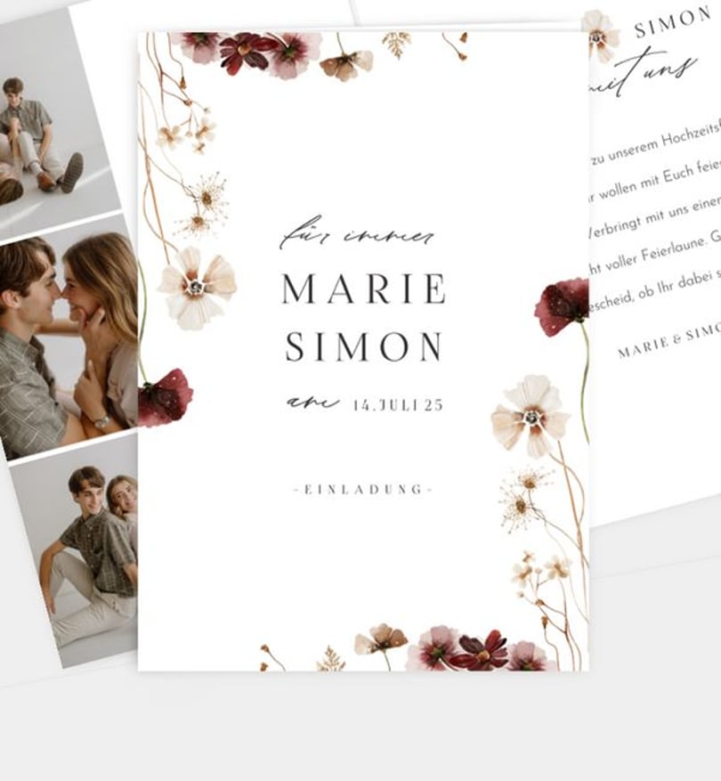 Einladungskarte Hochzeit Wild Flora