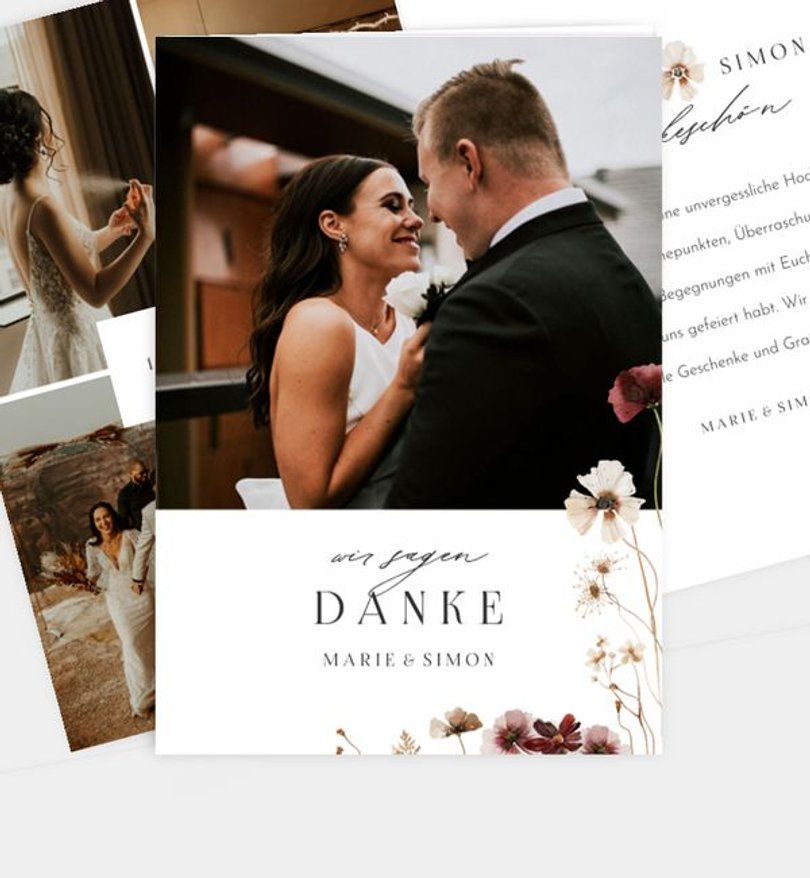 Dankeskarte Hochzeit Wild Flora