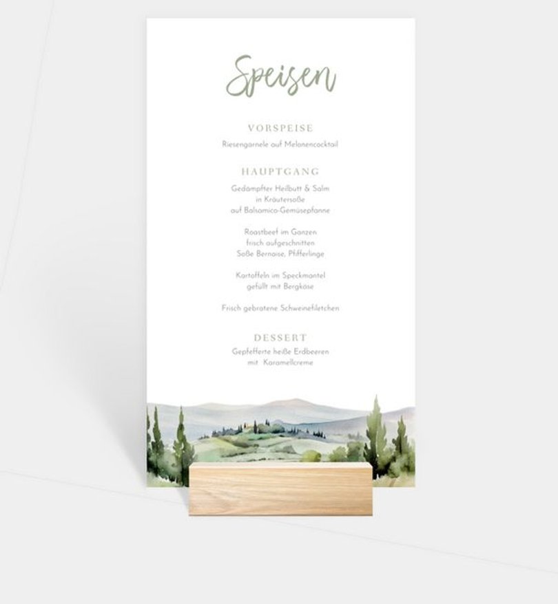 Menükarte Hochzeit Toskana
