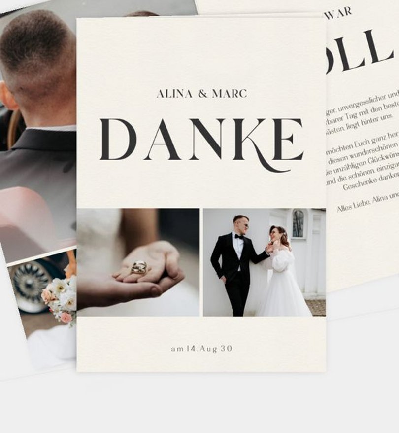 Dankeskarte Hochzeit Initials of Love