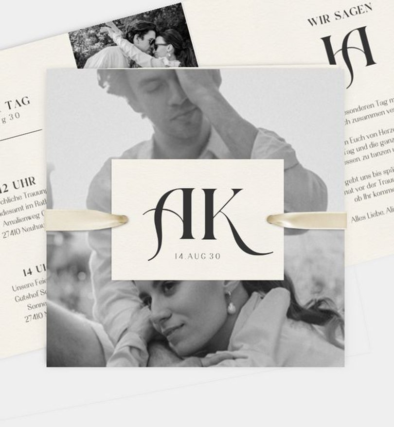 Einladungskarte Hochzeit Initials of Love