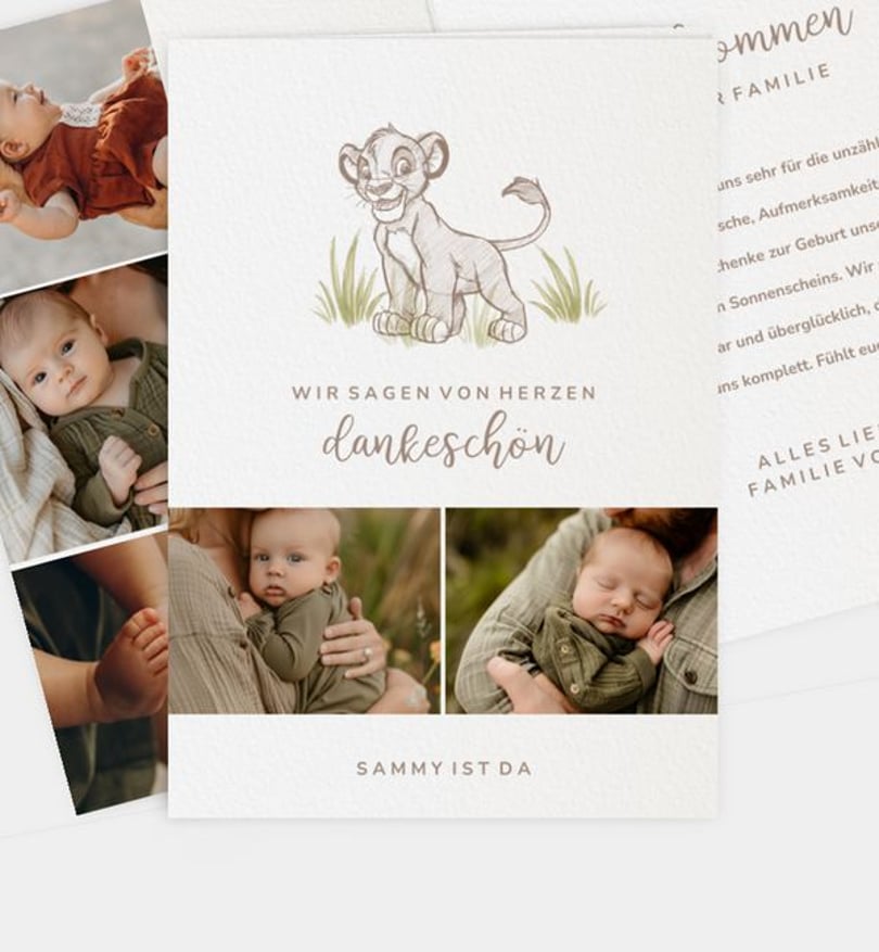 Dankeskarte Geburt König der Löwen · Little King