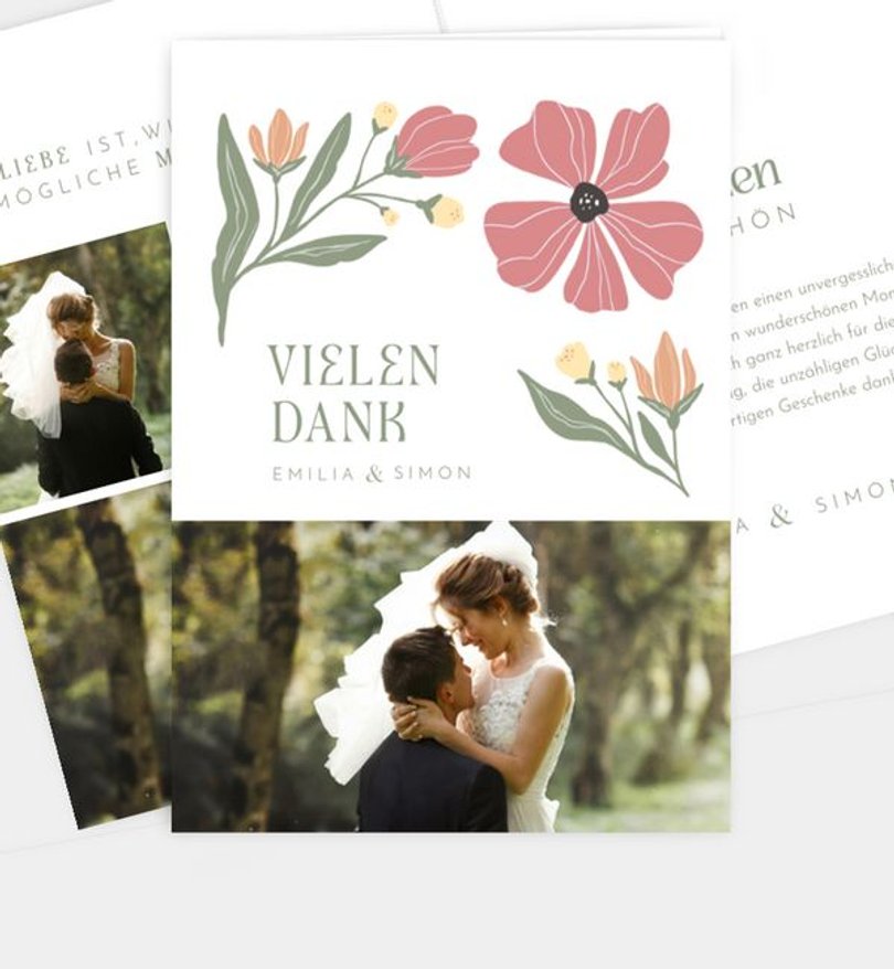 Dankeskarte Hochzeit Modern Floral