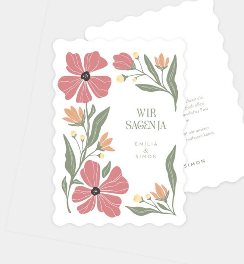 Einladungskarte Hochzeit Modern Floral