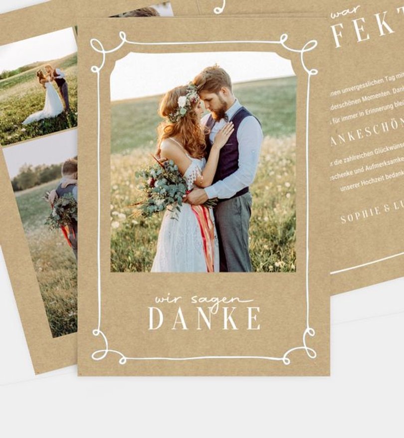 Dankeskarte Hochzeit Handdrawn Frame