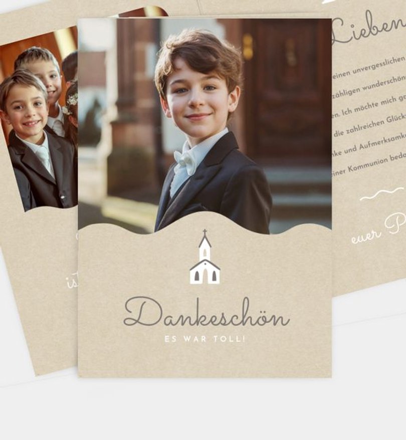 Dankeskarte Kommunion Goldene Kirche