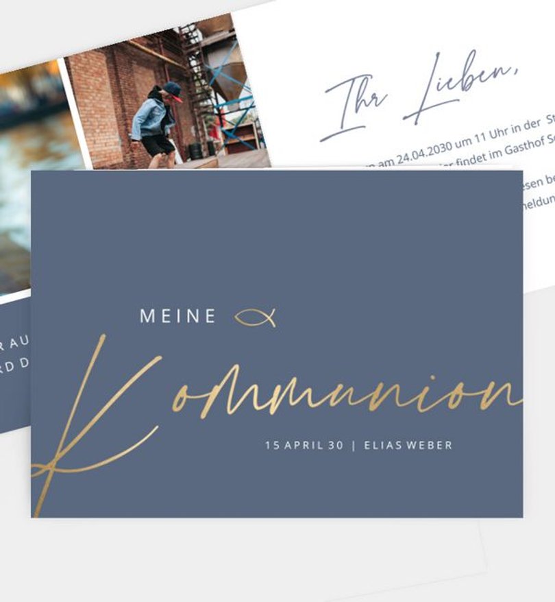 Einladungskarte Kommunion Dark & Foil