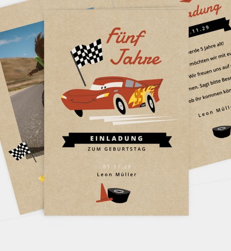 Einladungskarte Kindergeburtstag Cars · Ready Set Go