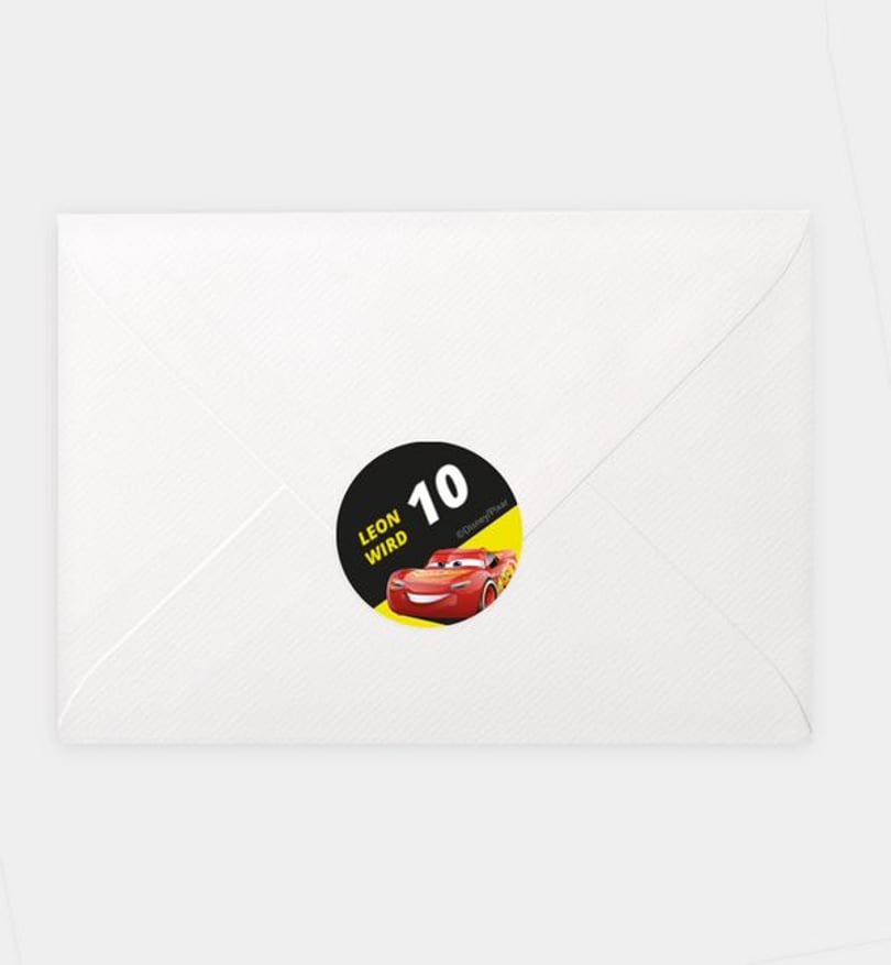 Siegelsticker Kindergeburtstag Cars · Race ready