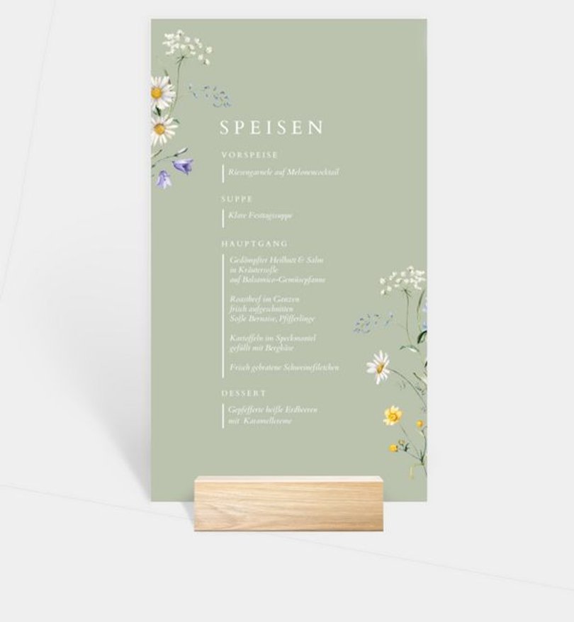 Menükarte Hochzeit Jardín