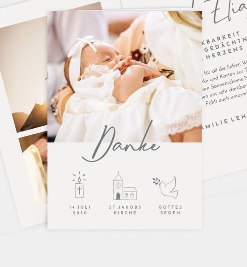 Dankeskarte Taufe Crafty Icons
